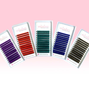 Color Easy Fan Eyelash Extensions Purple Red Teal Blue Brown and Light Brown